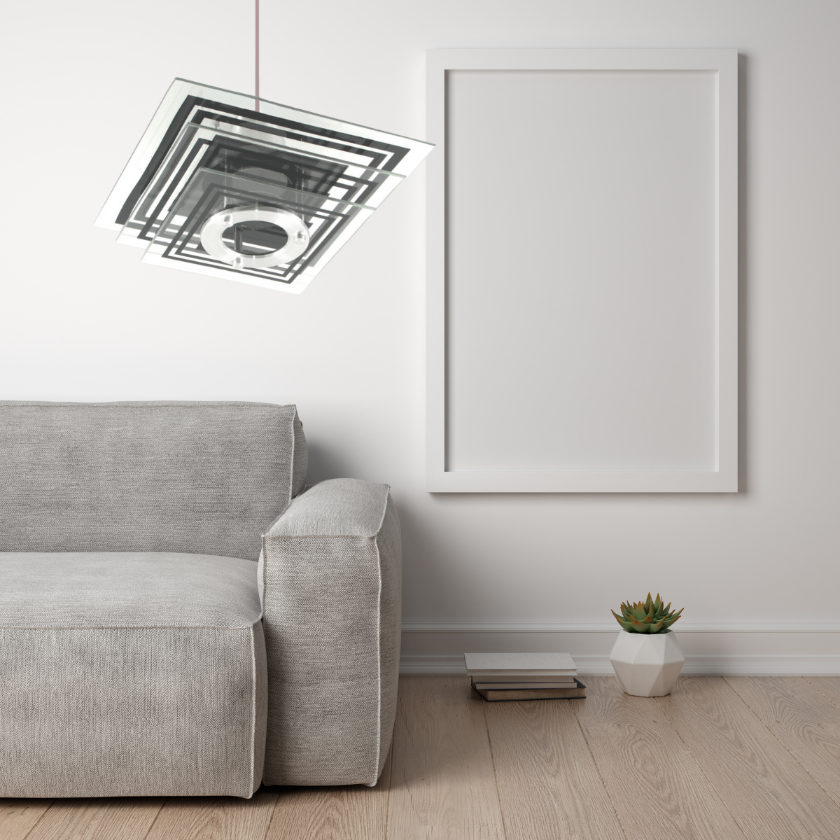 lustre quadrado preto pendente